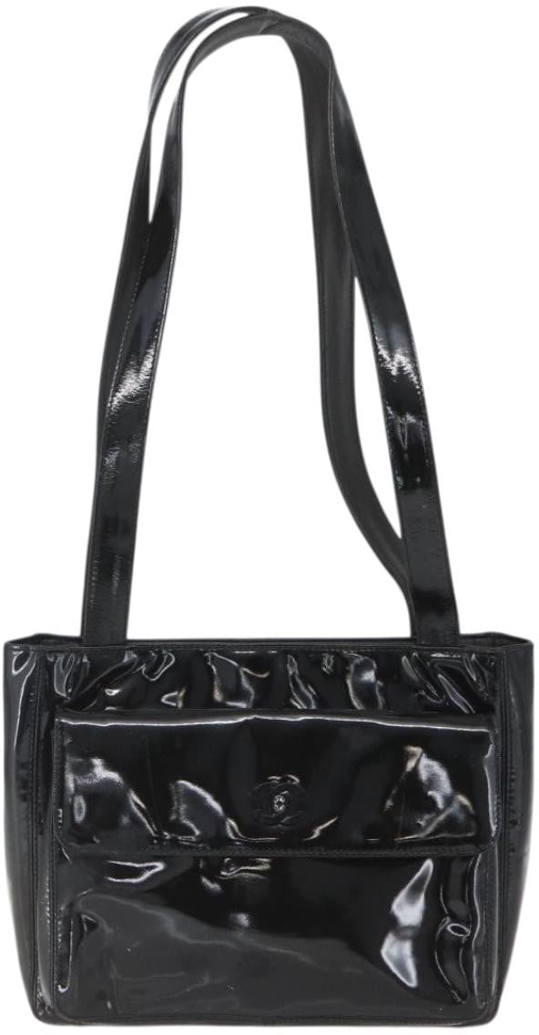 Chanel Vintage Flap Shoulder Bag Patent Leather Zwart
