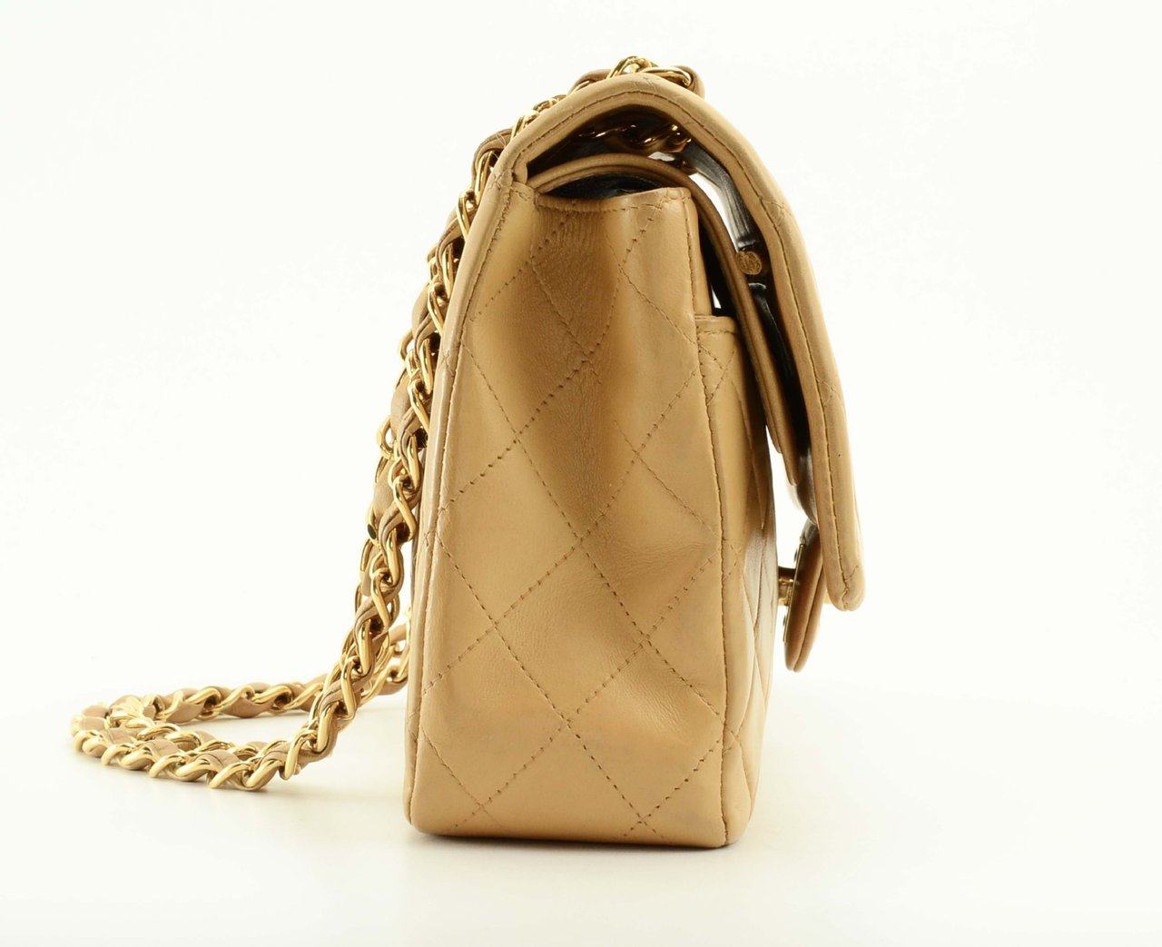 Chanel Vintage Classic Double Flap Leather 25 Beige
