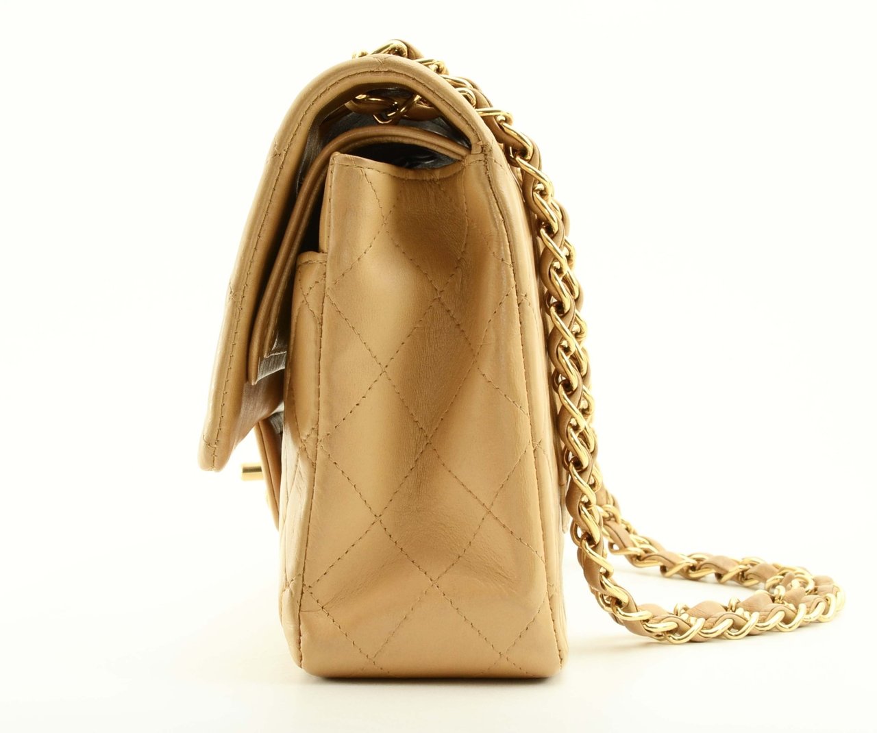 Chanel Vintage Classic Double Flap Leather 25 Beige