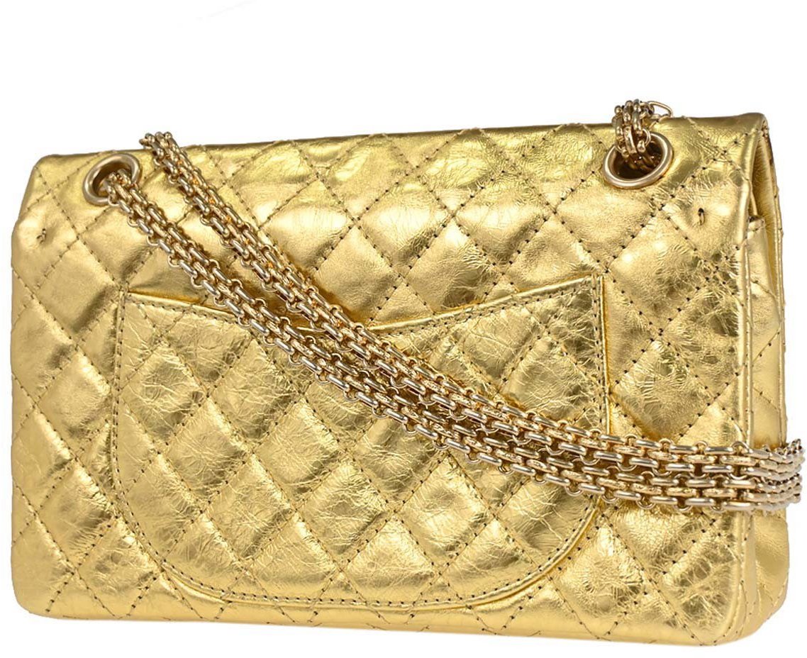 Chanel Reissue 2.55 Flap Metallic Leather Goud