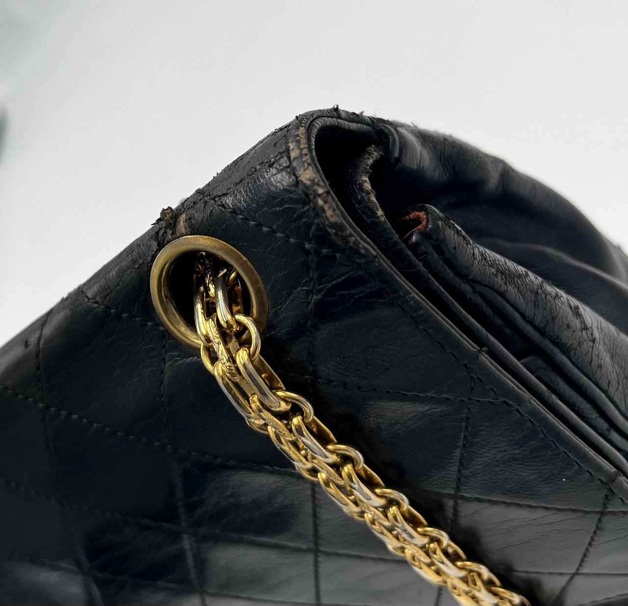 Chanel Chanel Vintage Classic Double Flap Bag Leather large Zwart
