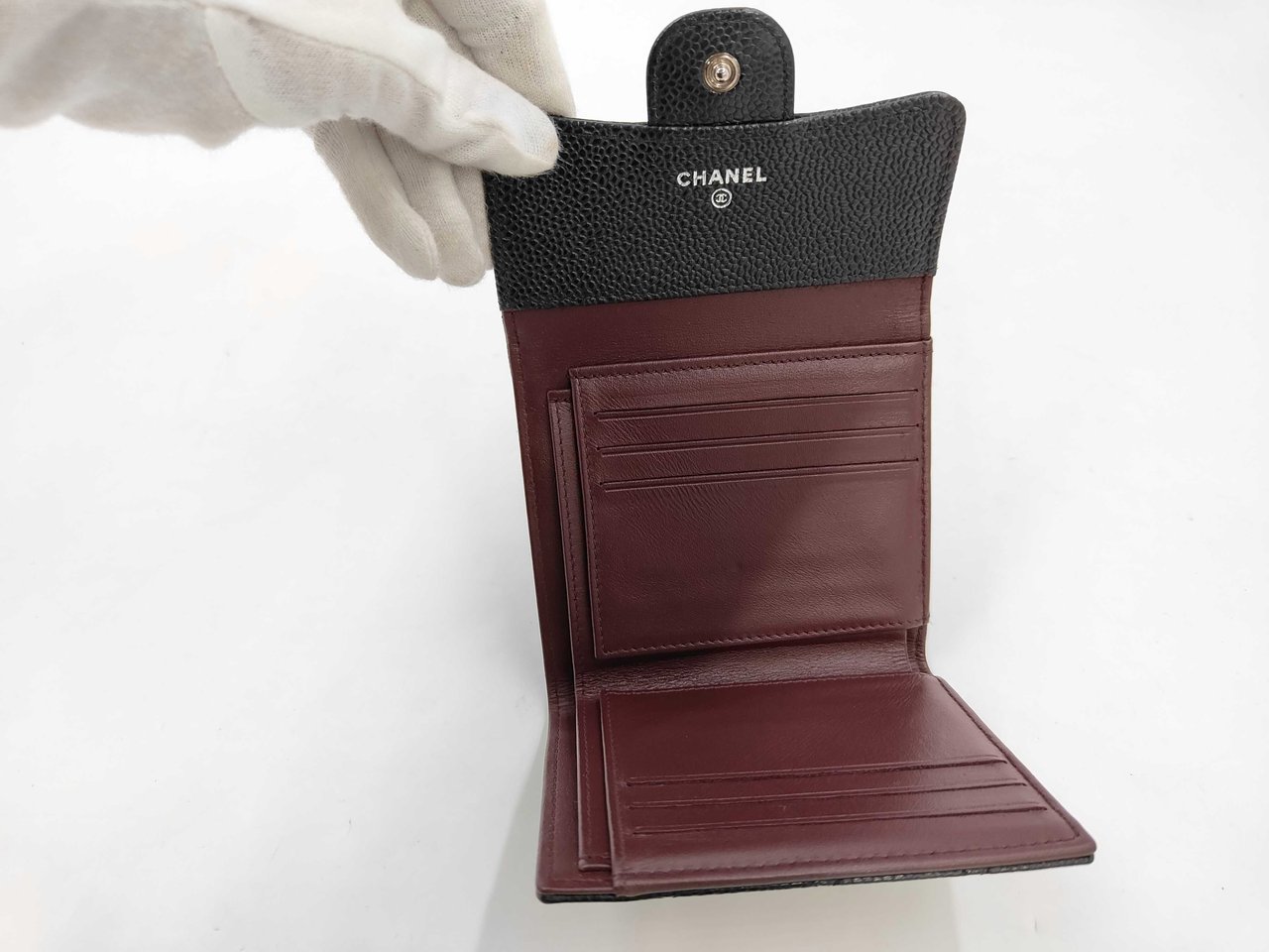 Chanel Classic Flap Card Case Quilted Caviar Zwart
