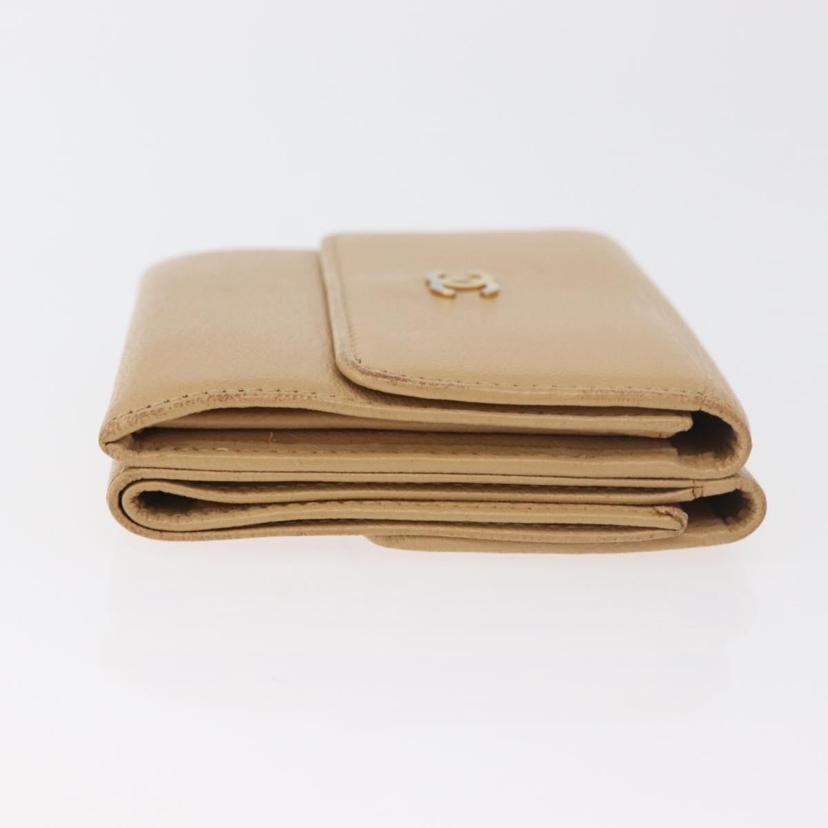 Chanel Chanel CC Trifold Wallet Leather Beige