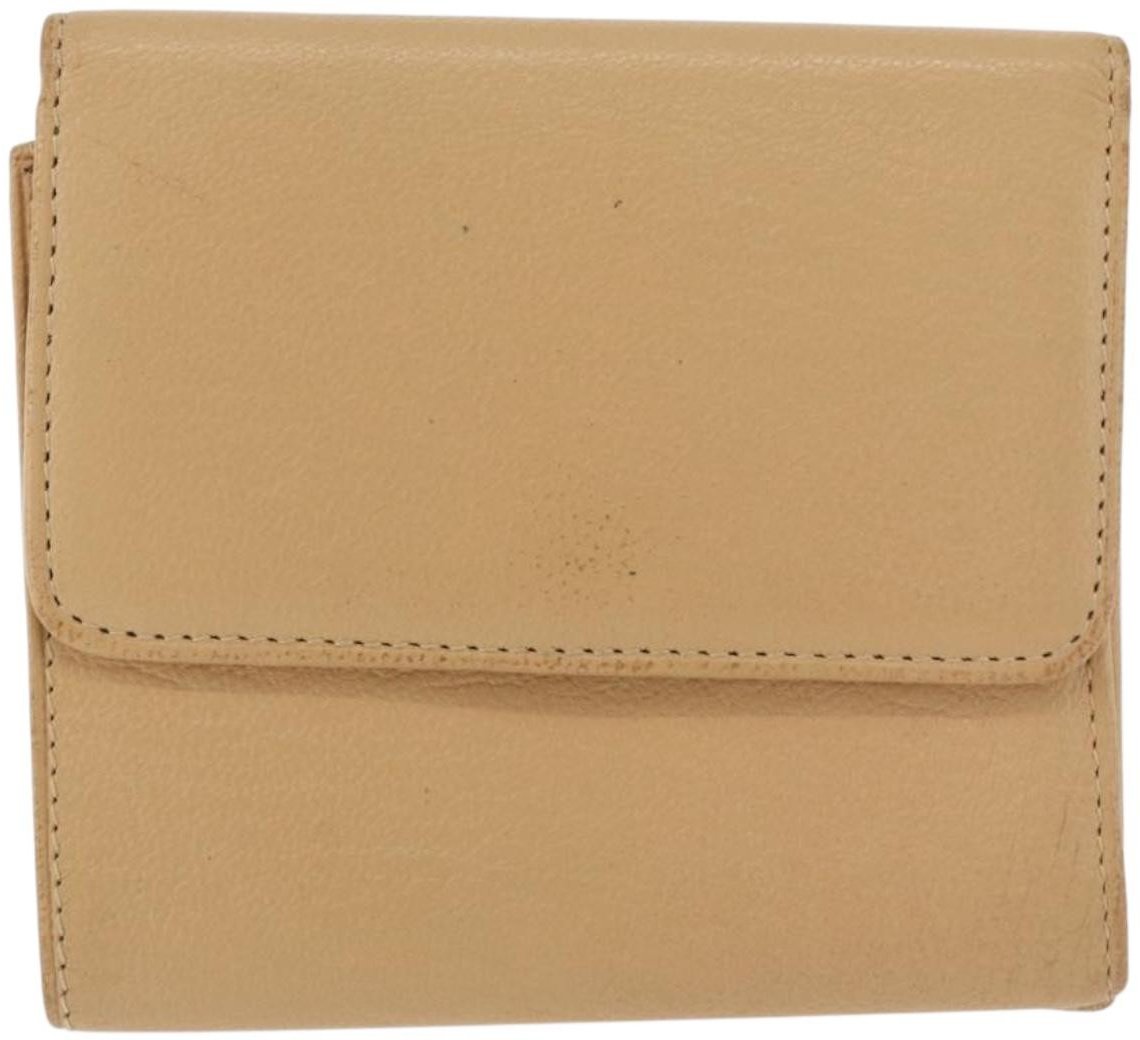 Chanel Chanel CC Trifold Wallet Leather Beige