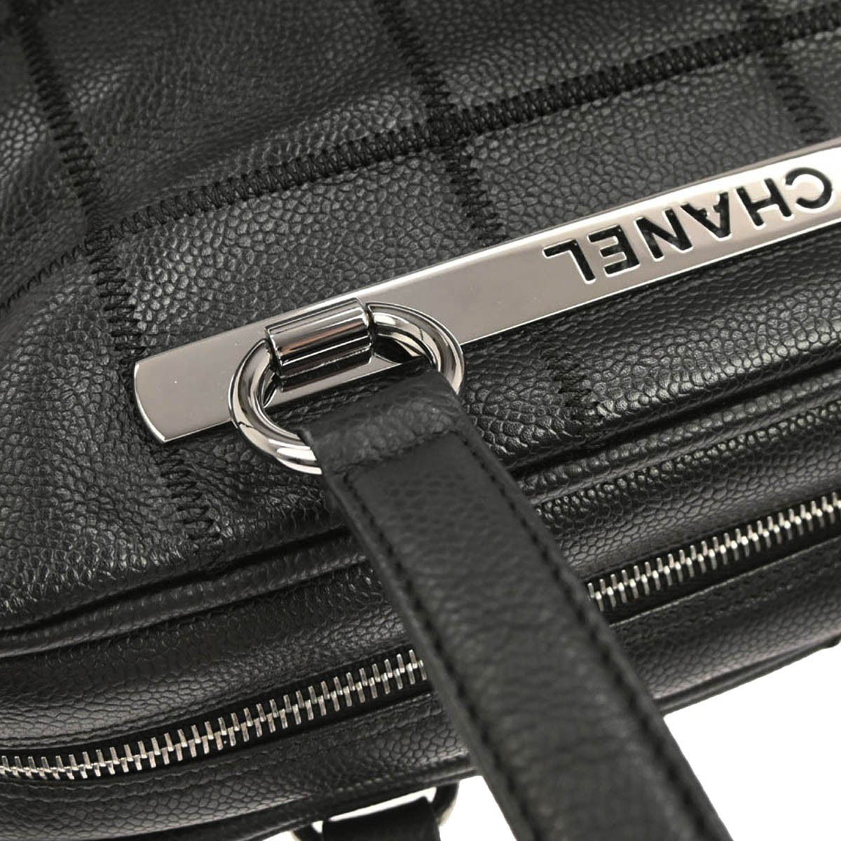 Chanel Chanel Square Stitch Top Handle Bag Quilted Caviar Zwart