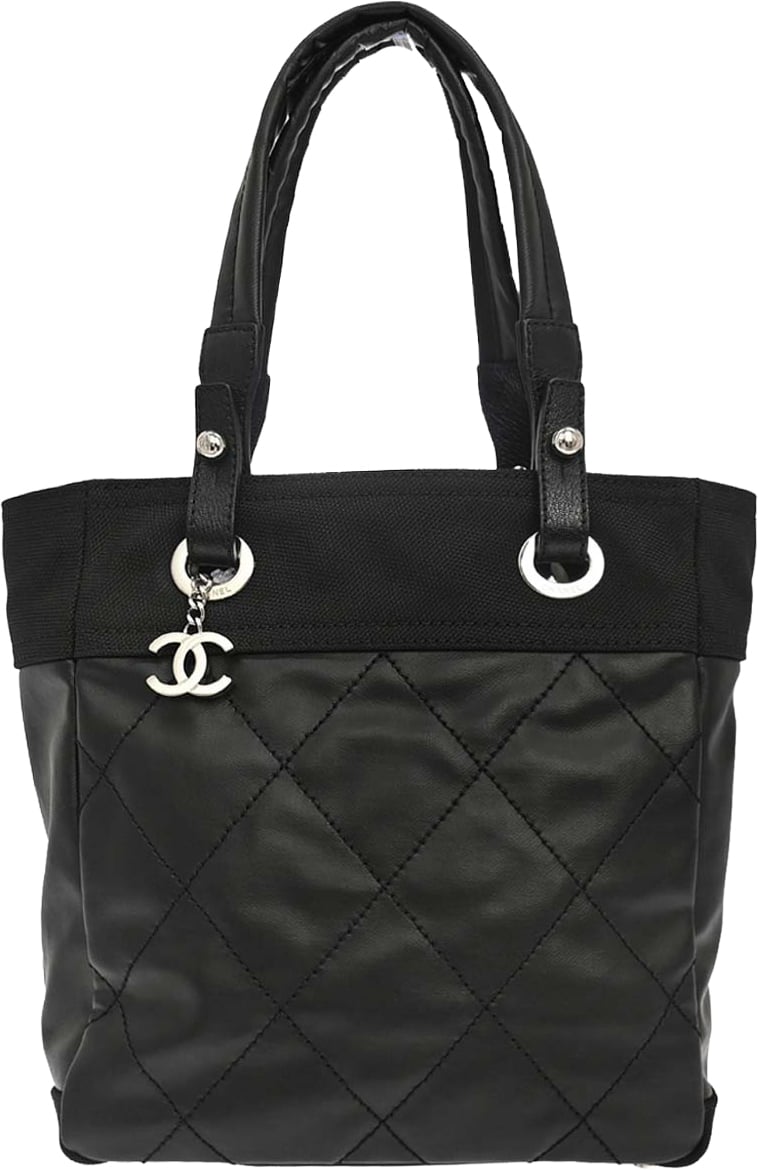 Chanel Biarritz Tote Quilted Coated Canvas Small Zwart