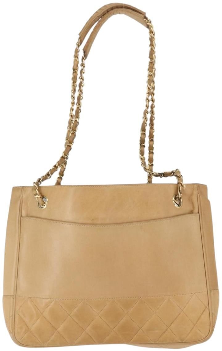 Chanel Chanel Vintage Shopping Tote Lambskin Medium Beige