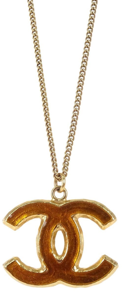 Chanel Vintage CC Pendent Plated Metal Goud