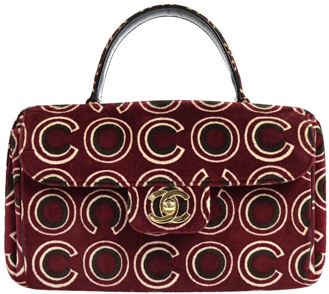 Chanel Chanel CC Top Handle Bag Coco Print Velvet Medium Divers