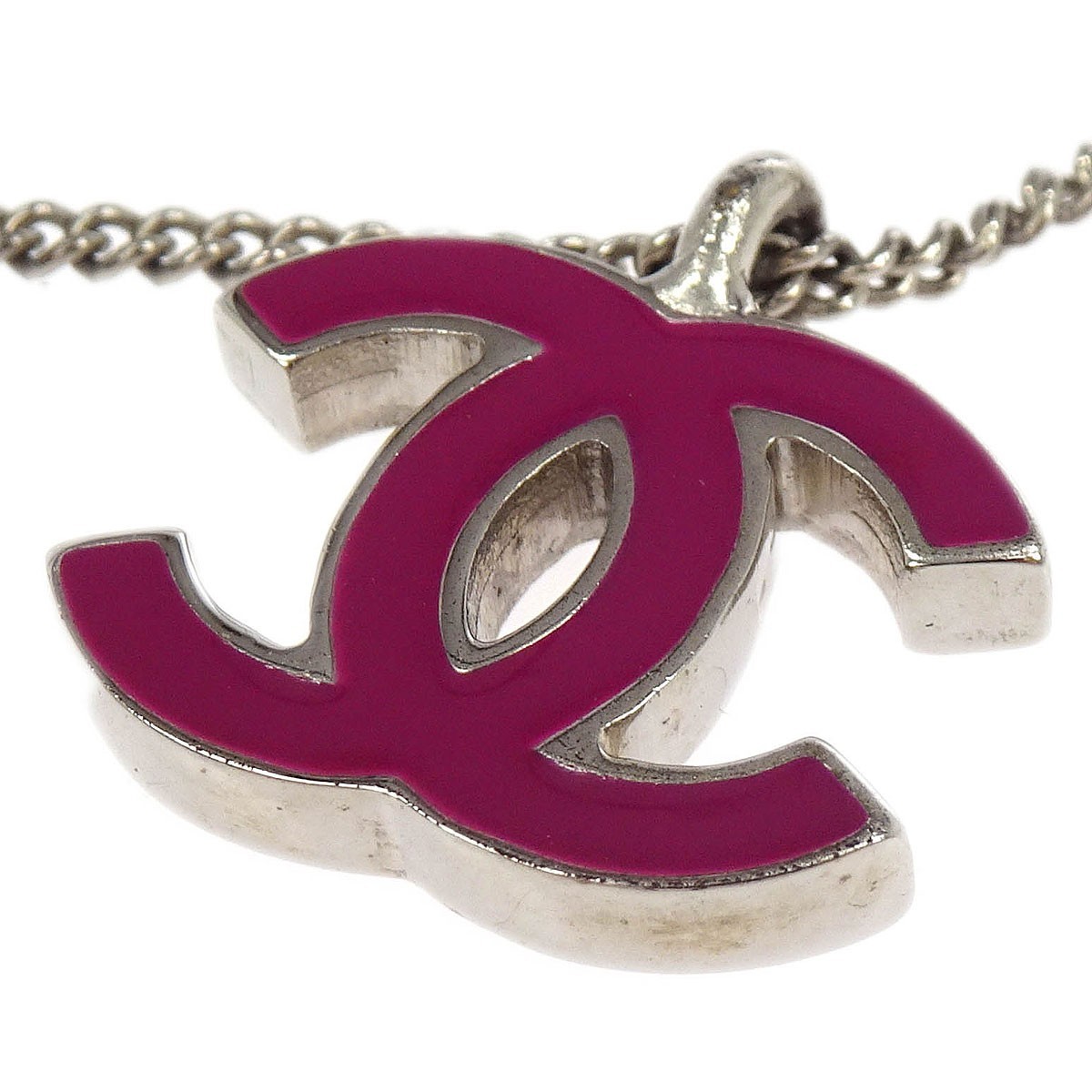 Chanel Chanel CC Logo Pendant Necklace Metal Zilver