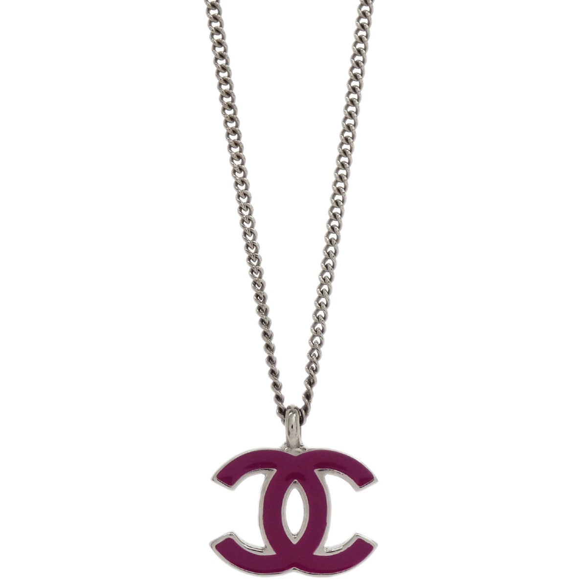 Chanel Chanel CC Logo Pendant Necklace Metal Zilver