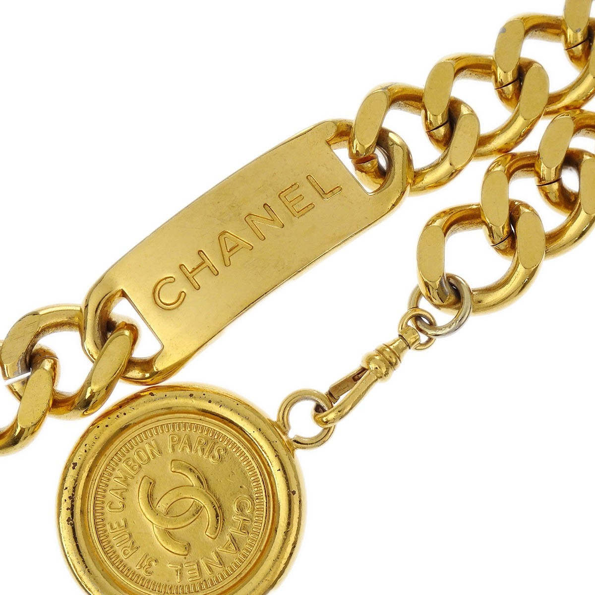 Chanel Chanel Medallion Chain Link Belt Metal Goud