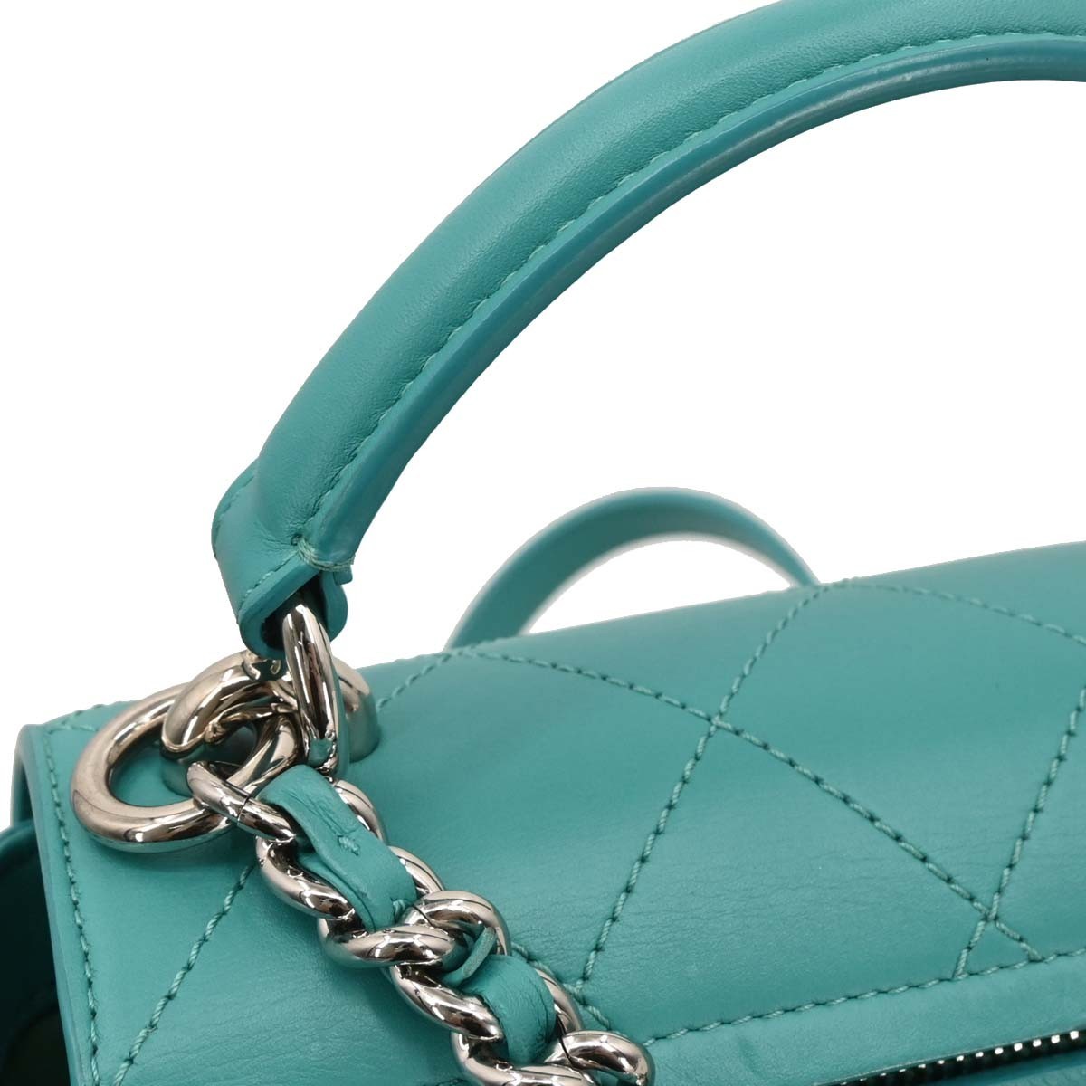 Chanel Chanel Ring My Bag Top Handle Bag Stitched Calfskin Small Groen