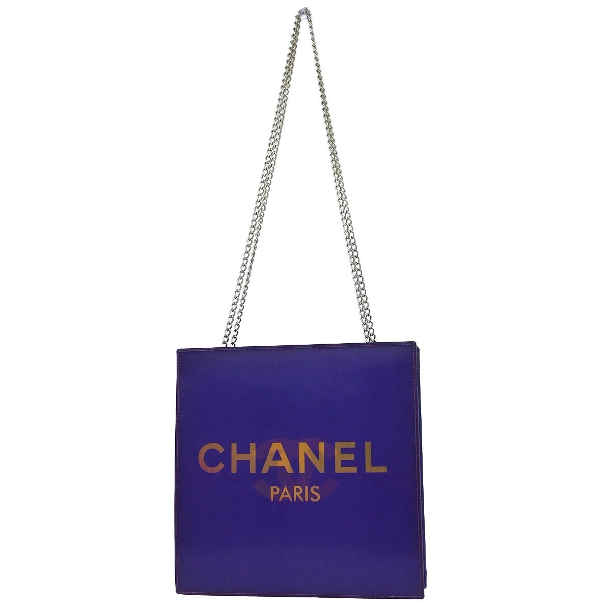 Chanel Chanel Vintage Holographic Chain Tote Vinyl Small Paars