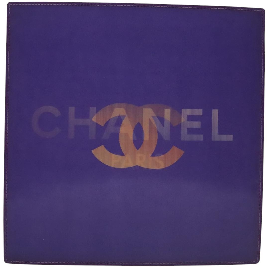 Chanel Vintage Holographic Chain Tote Vinyl Small Paars