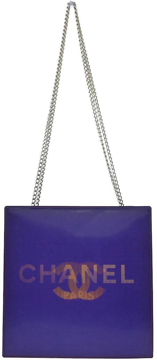 Chanel Chanel Vintage Holographic Chain Tote Vinyl Small Paars