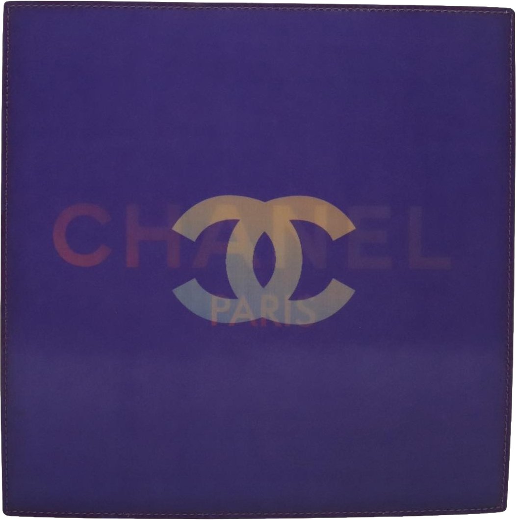 Chanel Vintage Holographic Chain Tote Vinyl Small Paars