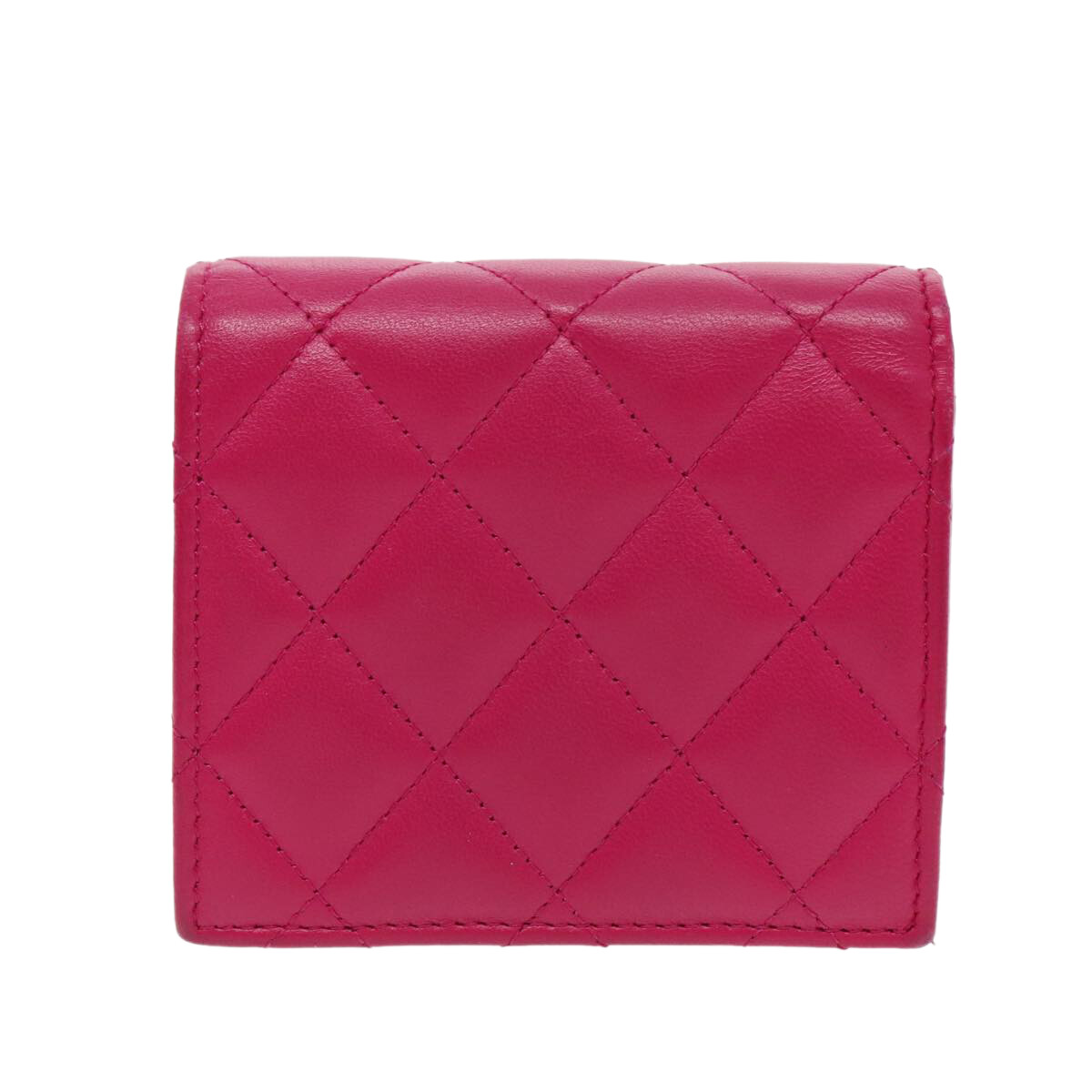 Chanel Chanel Textured CC Bifold Wallet Quilted Caviar Compact Roze