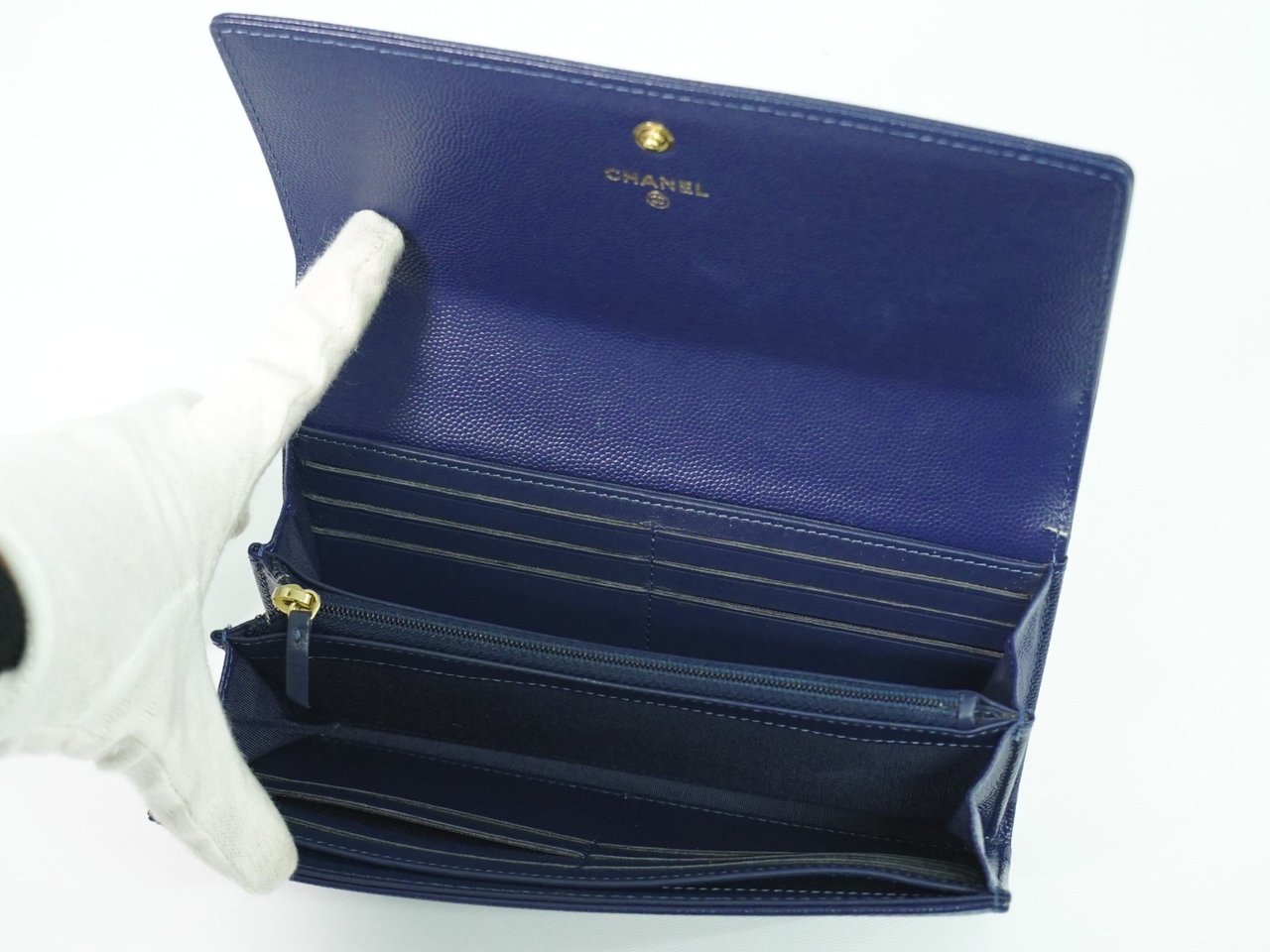 Chanel Chanel Deauville Flap Wallet Caviar Long Navy