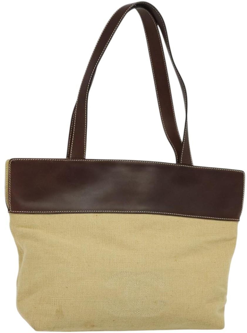 Chanel Chanel Vintage CC Tote Canvas with Leather Medium Beige