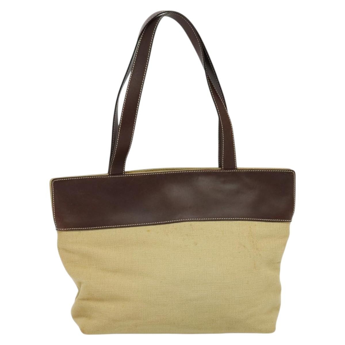 Chanel Chanel Vintage CC Tote Canvas with Leather Medium Beige