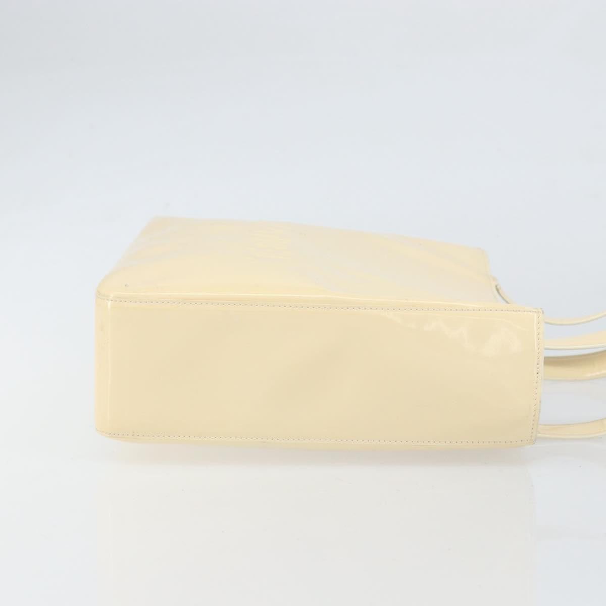 Chanel Chanel Vintage Embossed Logo Shoulder Bag Patent Beige