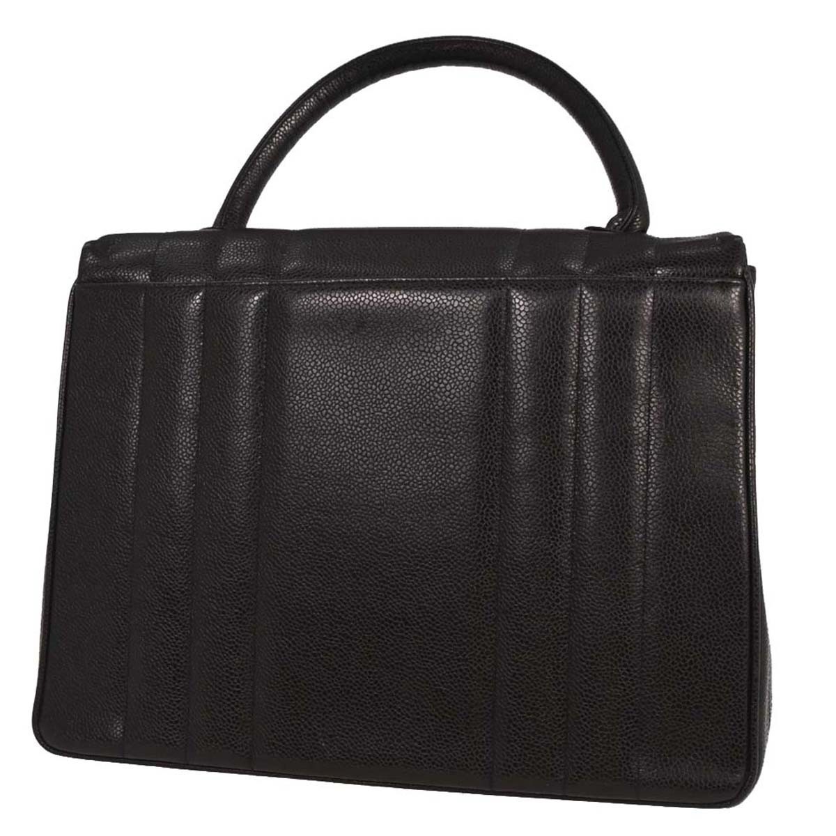 Chanel Chanel Vintage Top Handle Bag Vertical Quilt Lambskin Medium Zwart