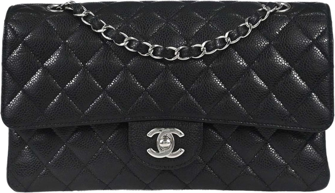 Chanel Timeless - Classic Double Flap Bag Quilted Caviar Medium Zwart