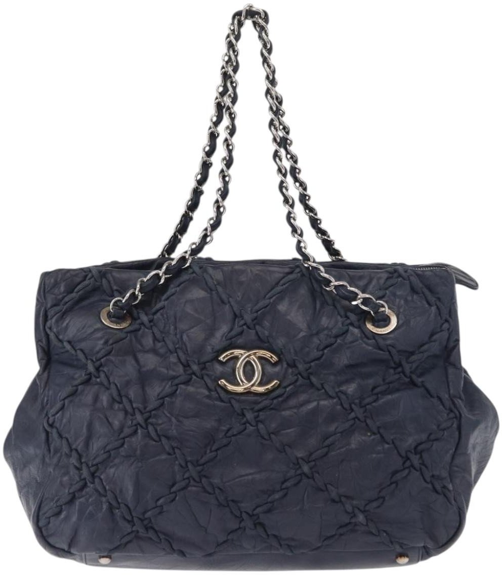 Chanel Chanel Ultra Stitch Chain Tote Quilted Calfskin Navy