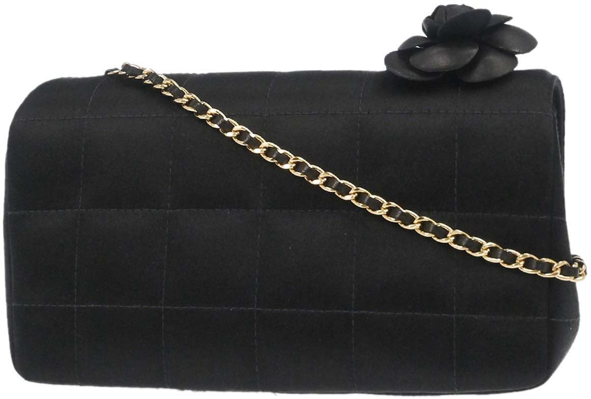 Chanel Chanel Chocolate Bar Flap Bag Quilted Satin Mini Zwart