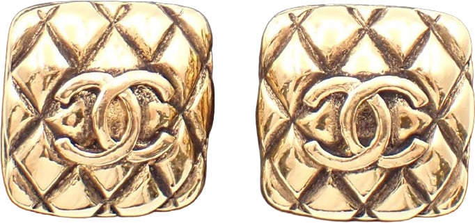 Chanel Chanel Square CC Symbols Clip-On Earrings Metal Goud