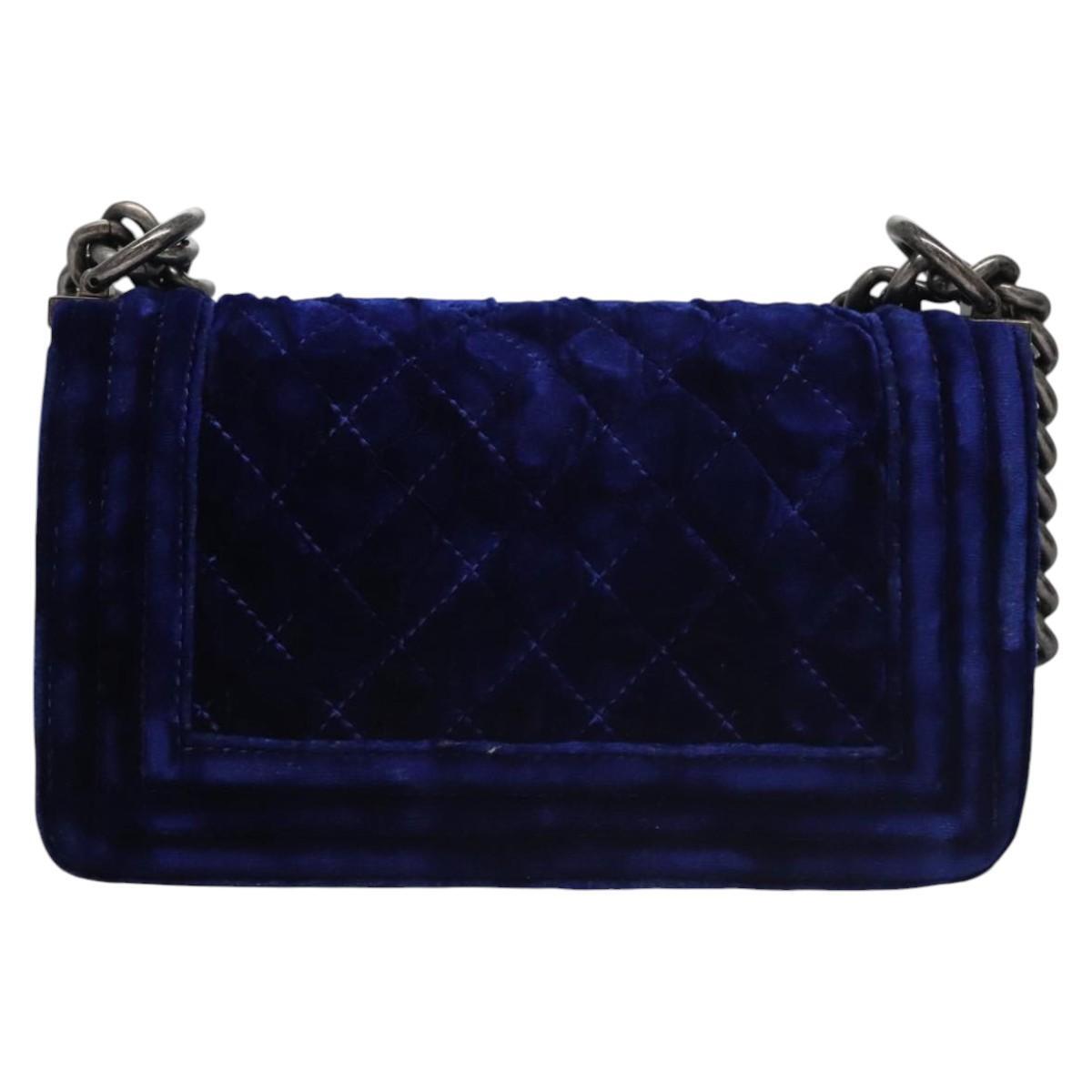 Chanel Chanel Boy Flap Bag Quilted Velvet Mini Navy