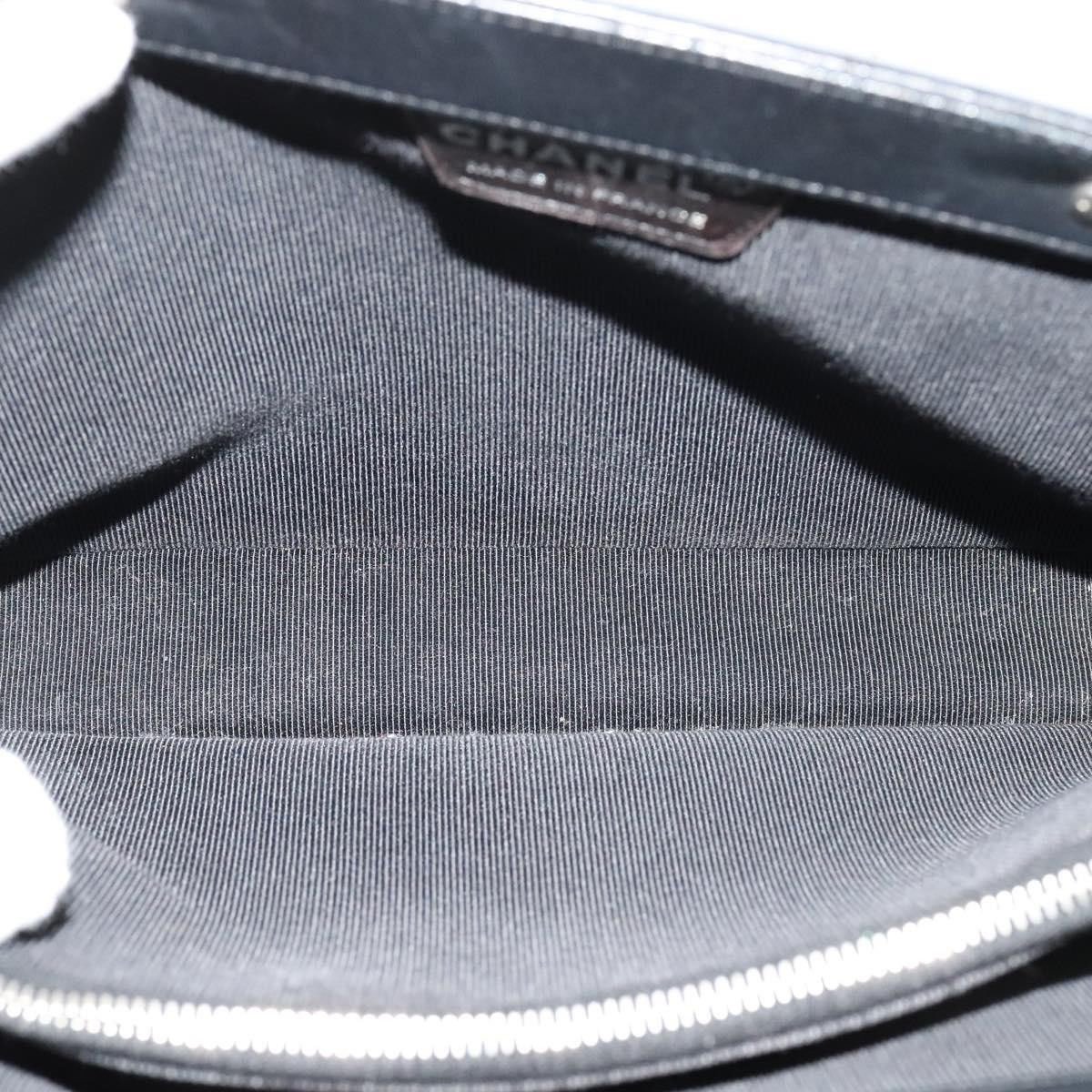 Chanel Chanel Vintage Chocolate Bar Metal Ring Tote Quilted Leather Zwart