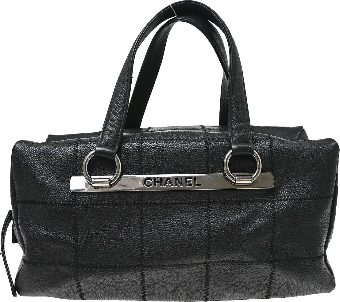 Chanel Square Stitch CC Boston Quilted Caviar XL Zwart