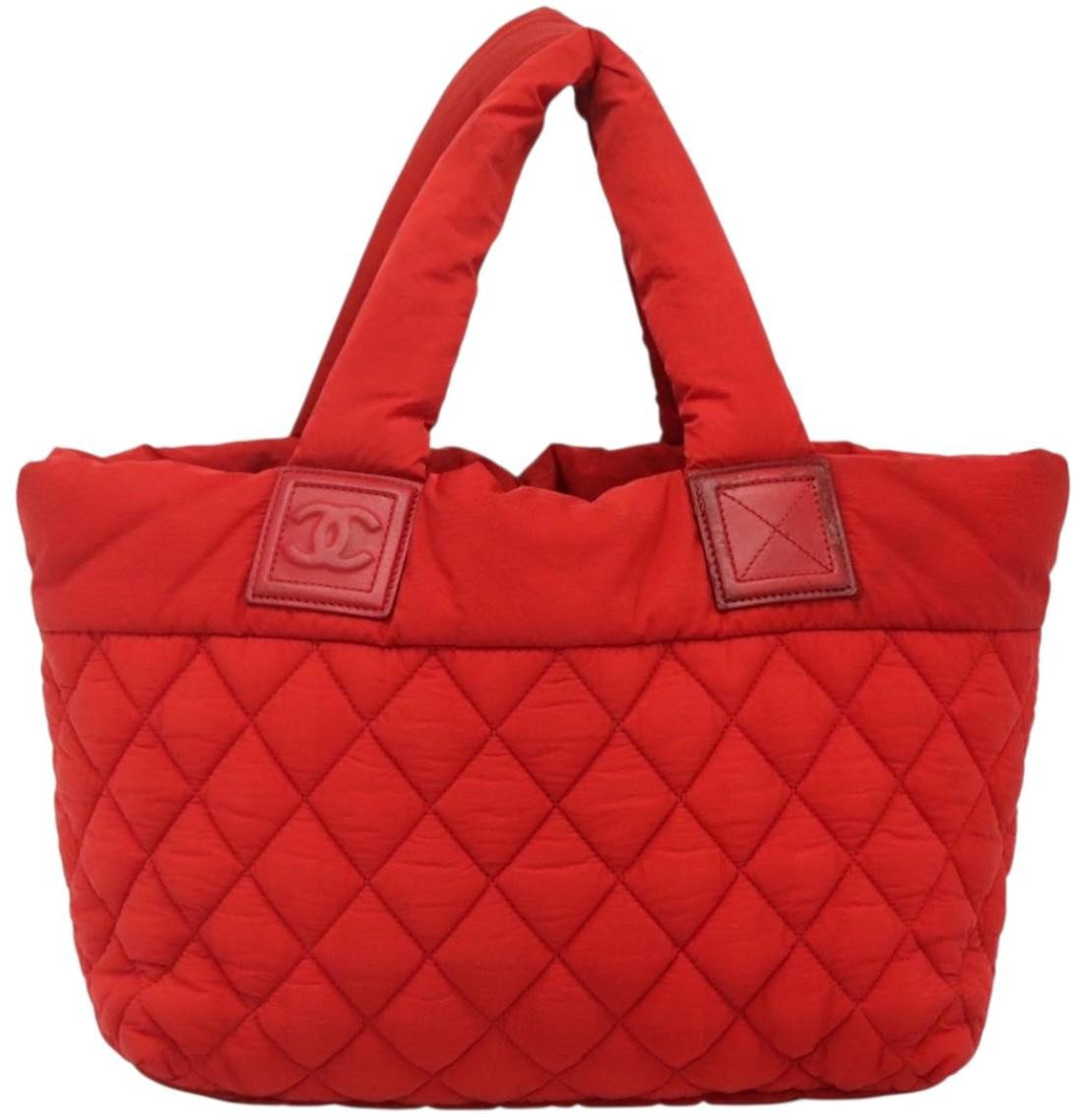 Chanel Chanel Coco Cocoon Reversible Tote Quilted Nylon Large Rood
