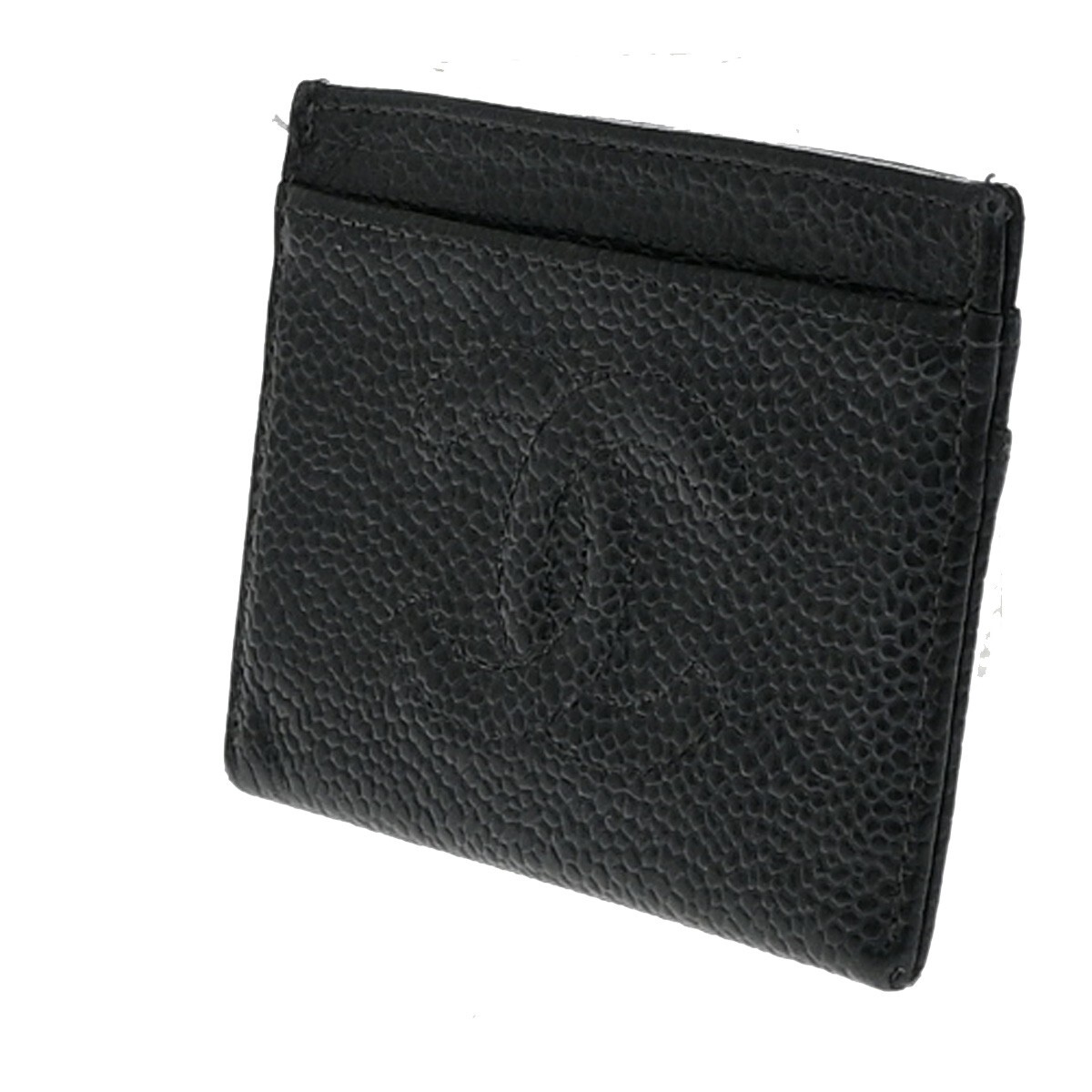 Chanel Chanel Logo CC Card case Grained Leather Zwart