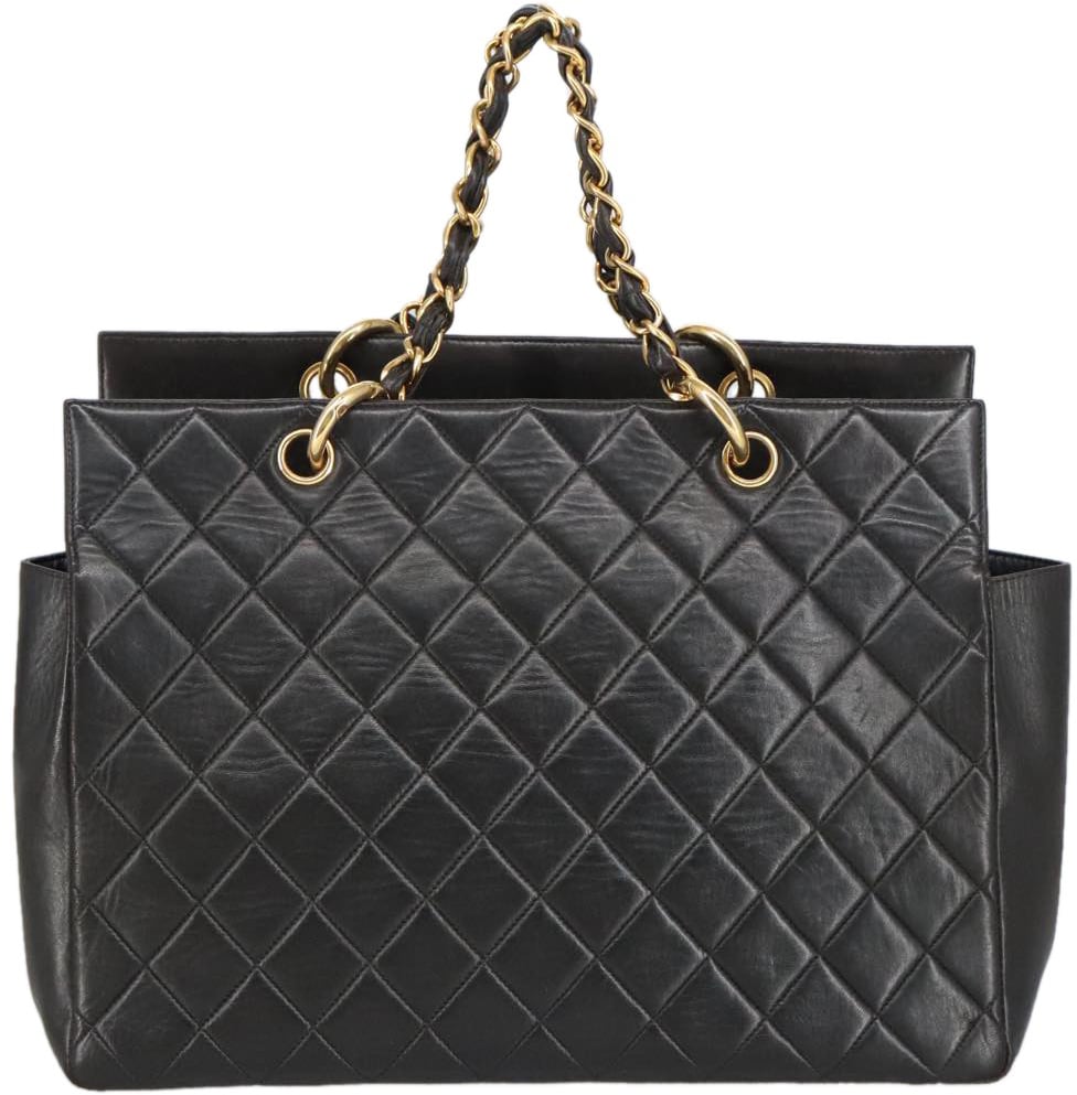 Chanel Vintage Grand Shopping Tote Quilted Lambskin Zwart