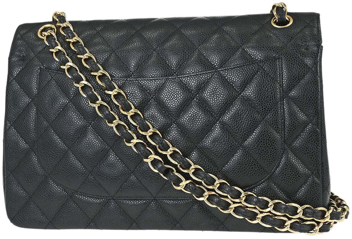 Chanel Timeless - Classic Double Flap Bag Quilted Caviar Jumbo 30 x 20 x 10 Zwart