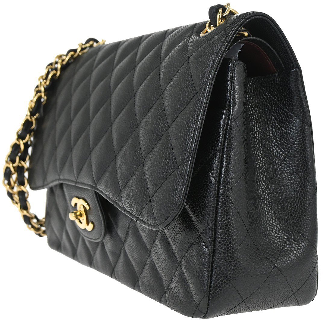 Chanel Timeless - Classic Double Flap Bag Quilted Caviar Jumbo 30 x 20 x 10 Zwart