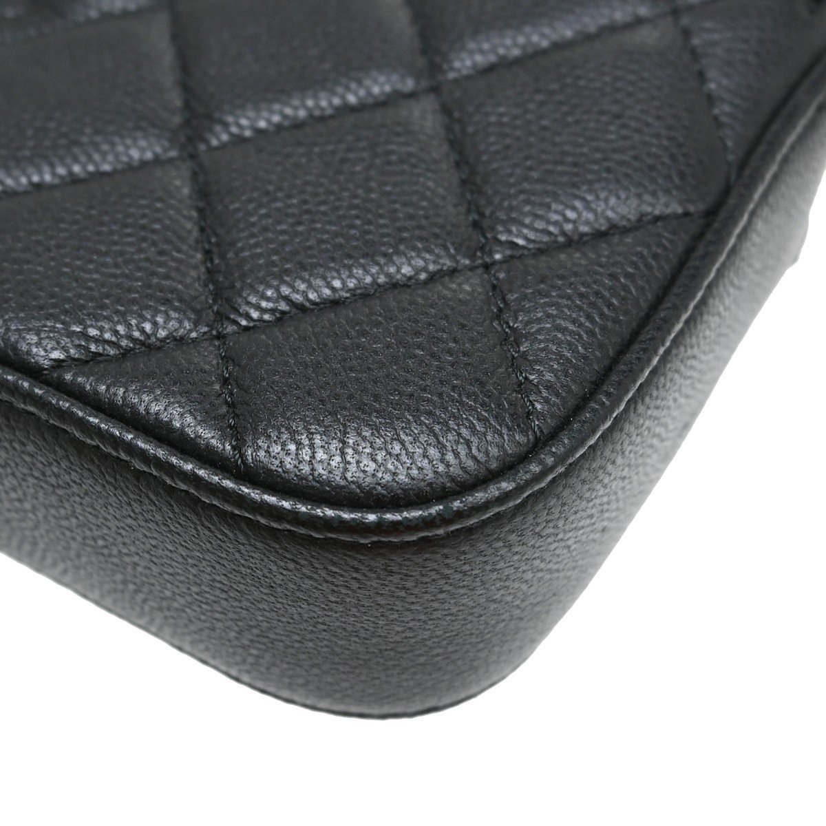 Chanel Diamond CC Double Zip Clutch with Chain Quilted Lambskin Zwart