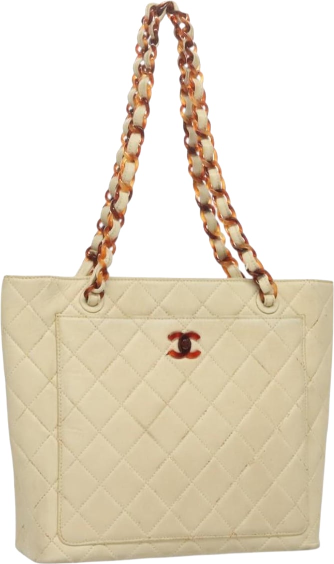 Chanel Chanel Vintage CC Tote Leather Small Beige