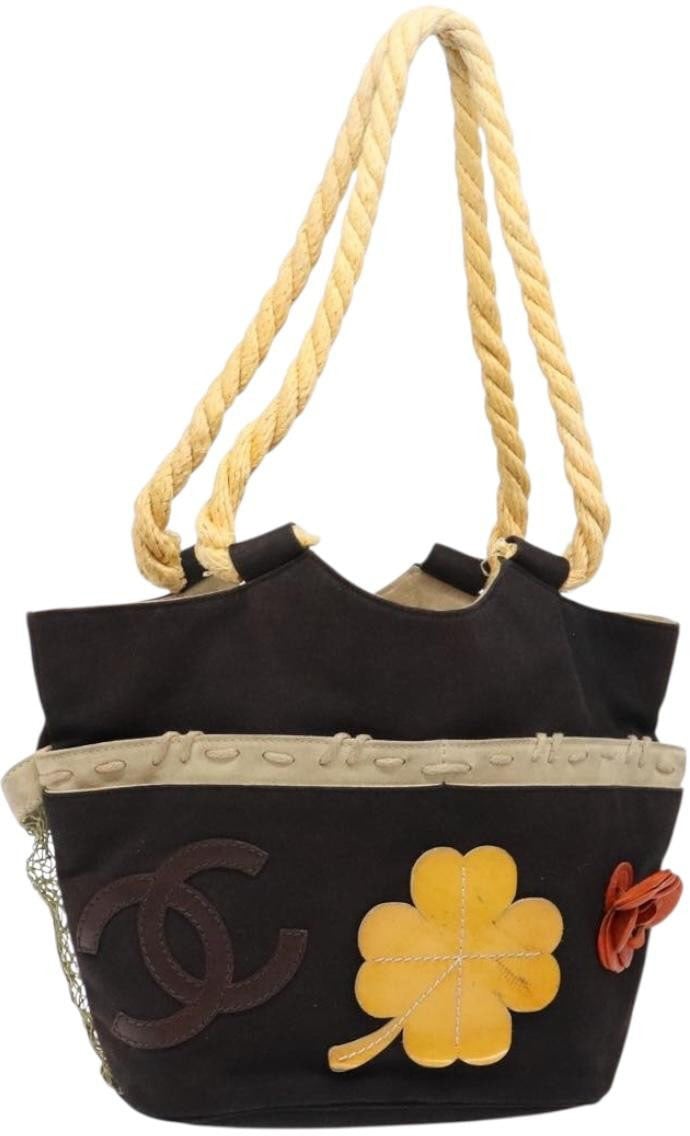 Chanel Chanel Camellia Flower Tote Canvas Zwart