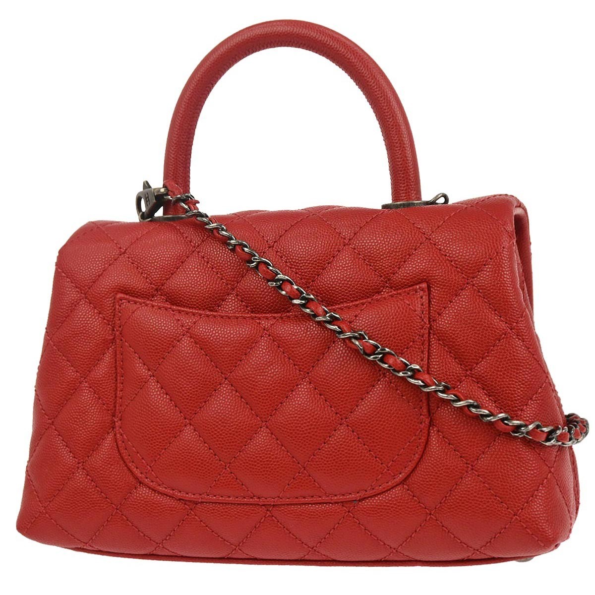 Chanel Chanel Coco Top Handle Bag Quilted Caviar Small Rood