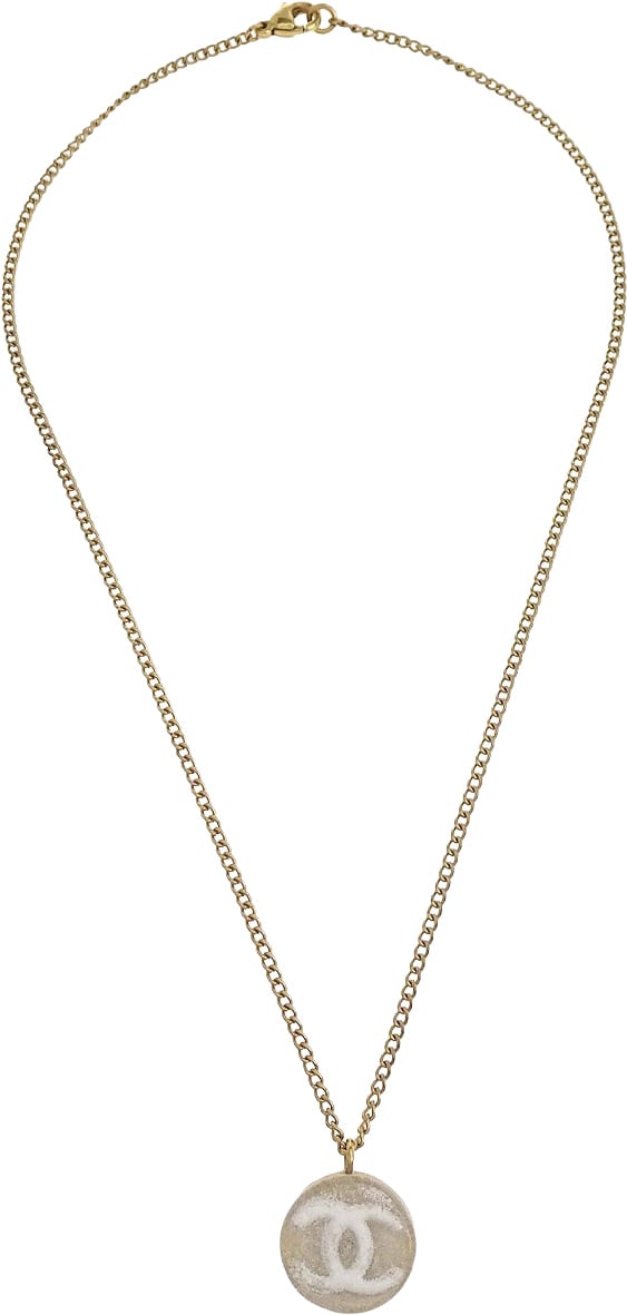 Chanel Vintage CC Round Pendant Choker Metal Goud