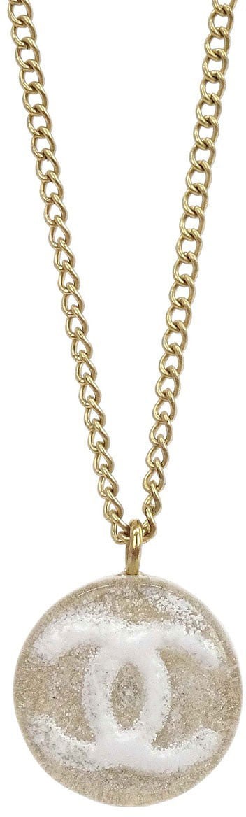 Chanel Vintage CC Round Pendant Choker Metal Goud