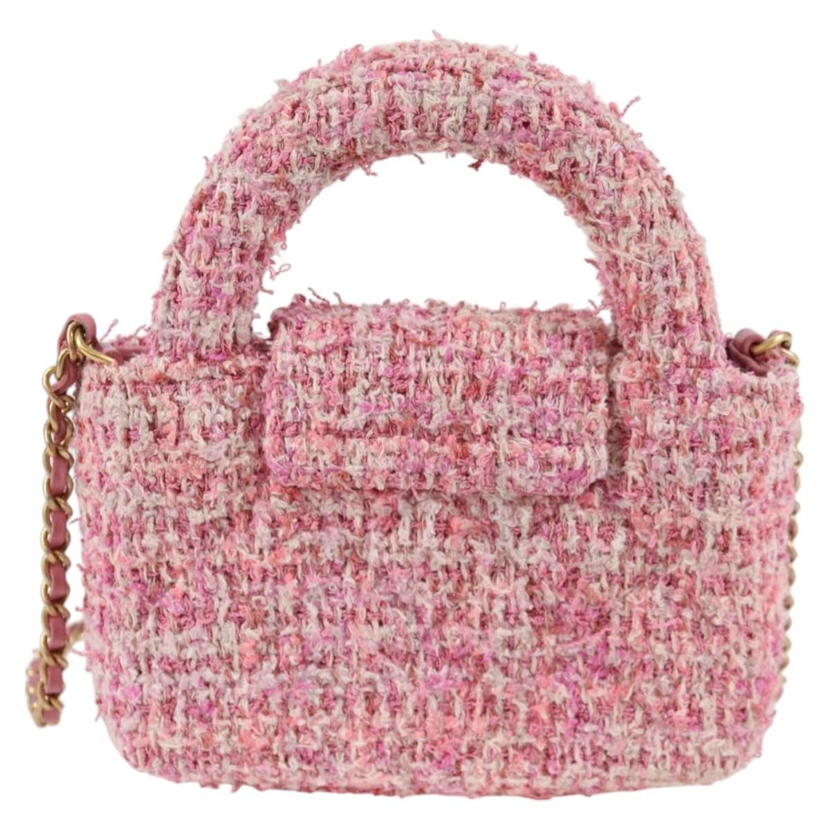 Chanel Chanel Kelly Top Handle Shopping Bag Quilted Tweed Nano Roze