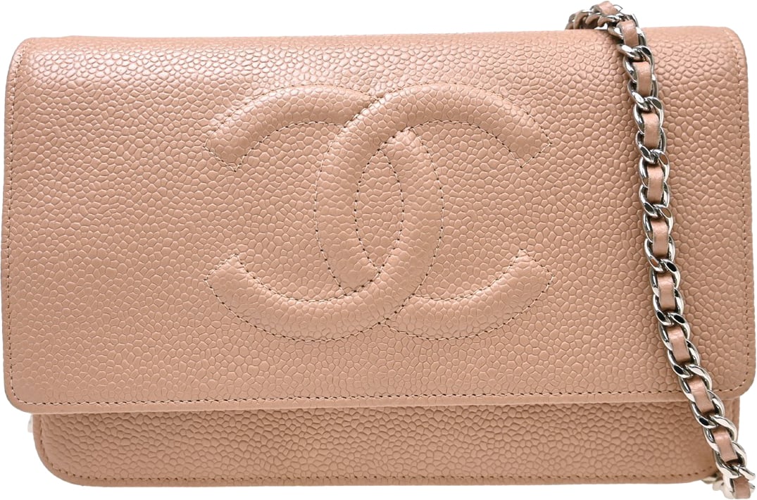Chanel Logo Wallet on Chain Leather Roze