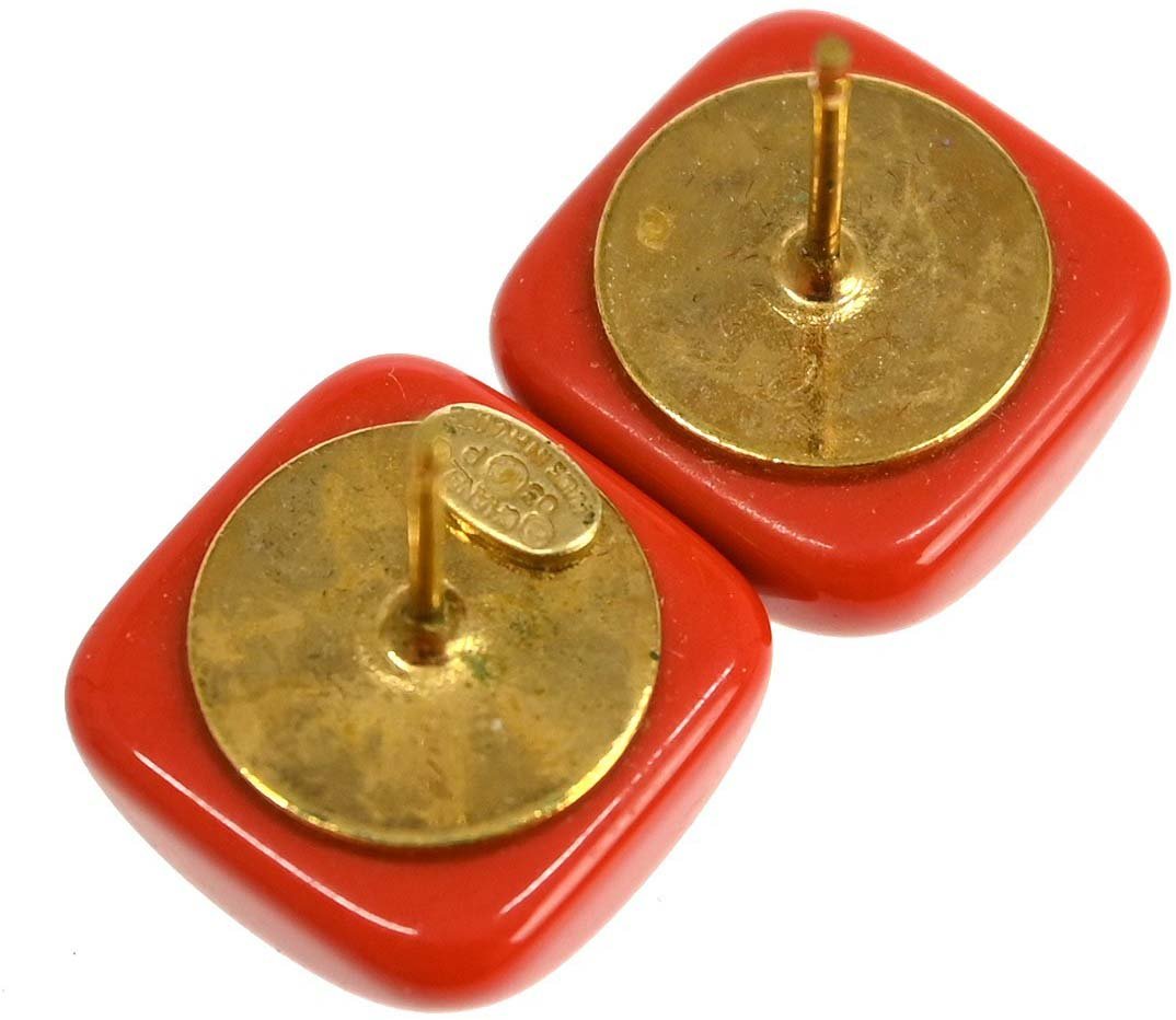 Chanel CC Square Stud Resin and Metal Rood