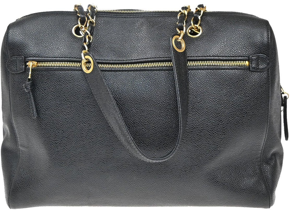 Chanel Chanel Vintage Timeless Zip Tote Caviar Medium Zwart