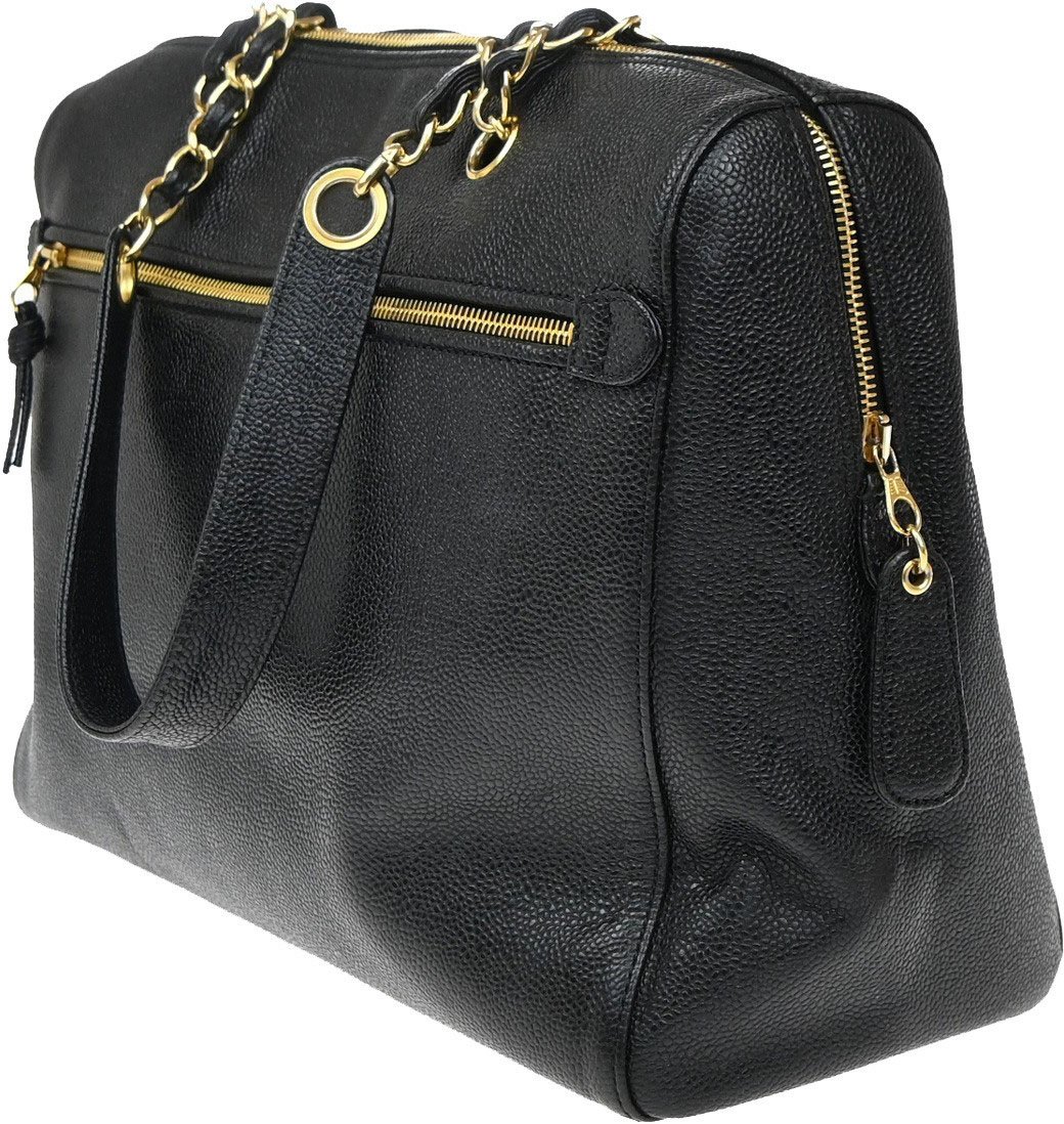 Chanel Chanel Vintage Timeless Zip Tote Caviar Medium Zwart